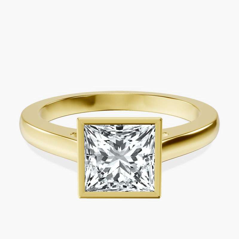 18ct Yellow Gold Bezel Set Solitaire Lab Diamond Ring front image