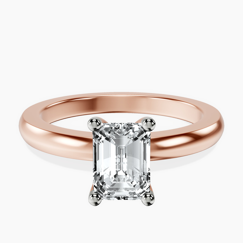 1.01 ct. emerald Quinn Solitaire Ring in 10kt rose gold rtr top
