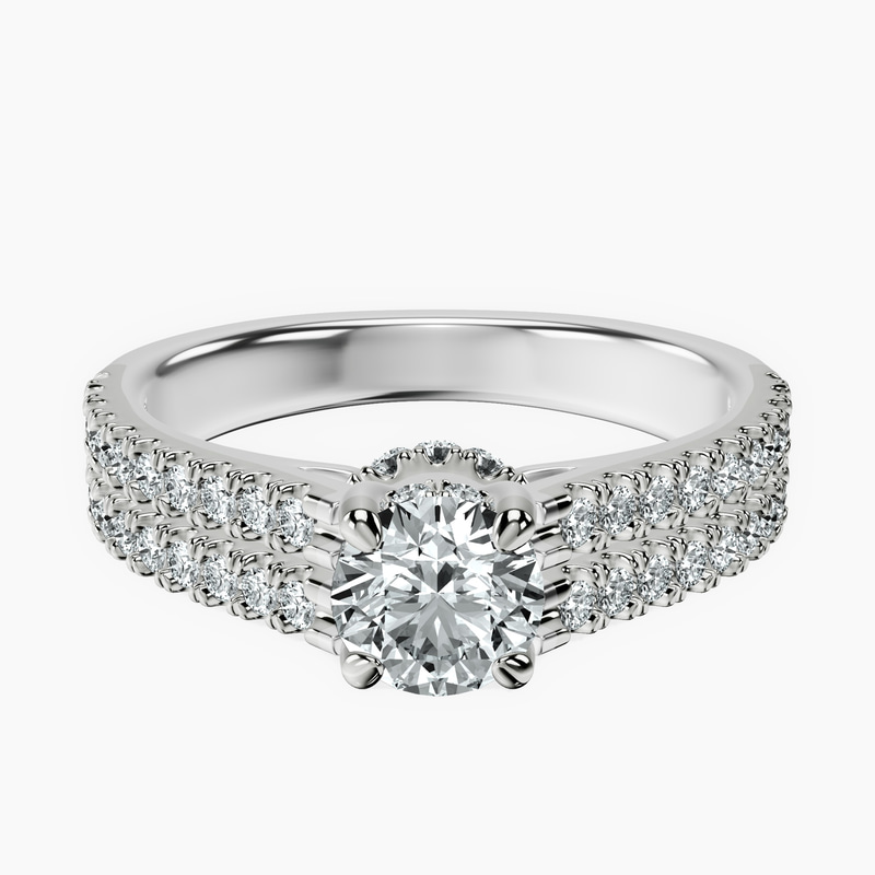 14kt White Gold Tosca Secret Halo Double Band Lab Diamond Ring front image