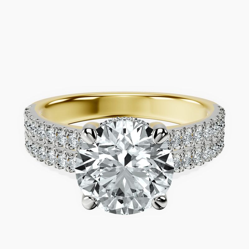 2.82 ct. round Tosca Secret Halo Ring in 10kt yellow gold rtr top