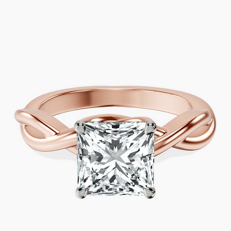 2.80 ct. princess Evermore Solitaire Ring in 18kt rose gold rtr top