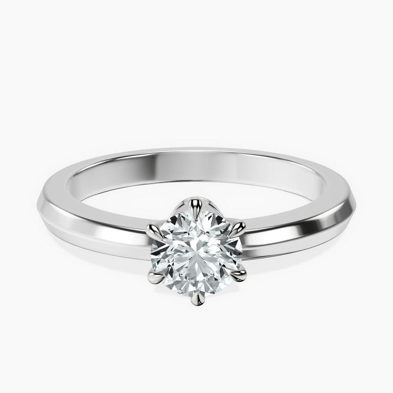 18kt White Gold Eva Six Prong Knife Edge Lab Diamond Ring front image