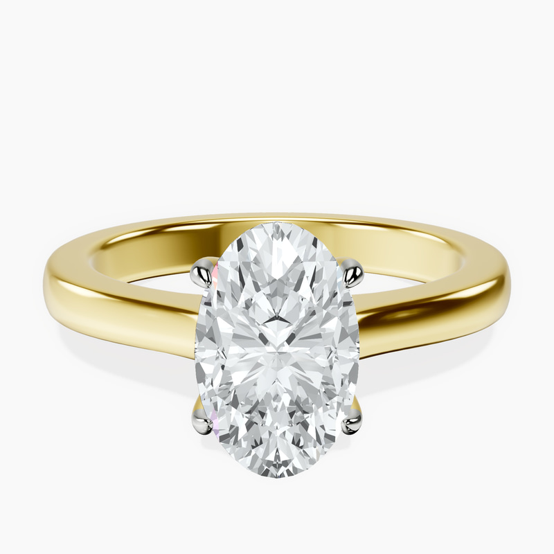 2.06 ct. oval Demi Four Prong Ring in 14kt yellow gold rtr top