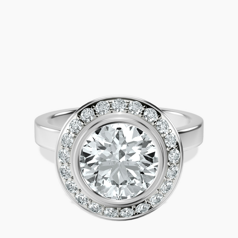 2.82 ct. round Upturned Dome Halo Ring in 18kt white gold rtr top