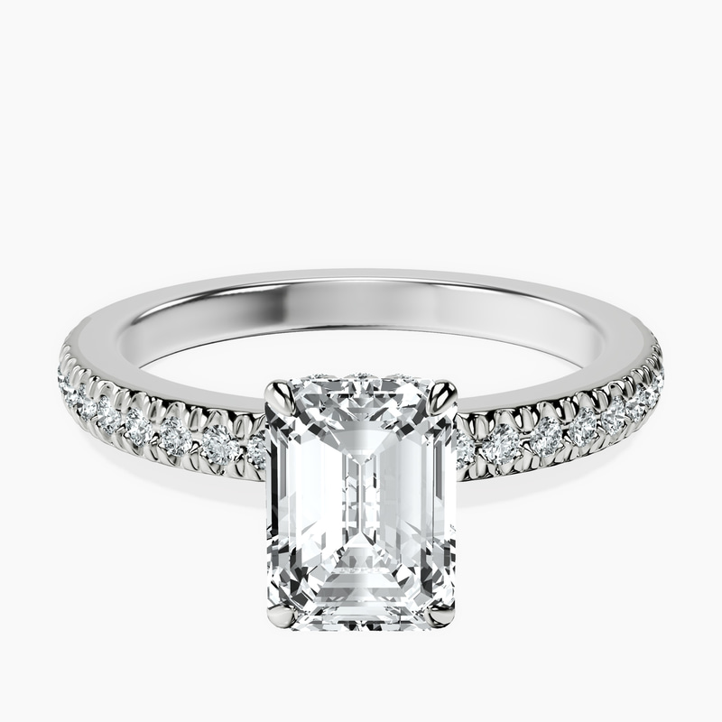 Platinum Kourtney Kardashian Secret Double Halo Eternity Lab Diamond Ring front image