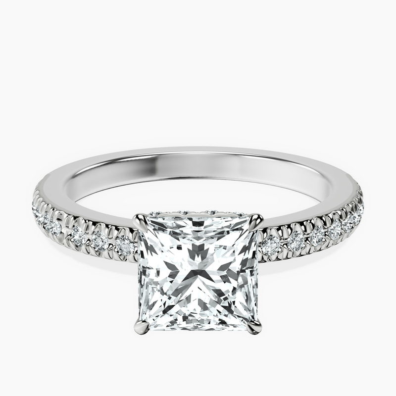Platinum Kourtney Kardashian Secret Double Halo Eternity Lab Diamond Ring front image
