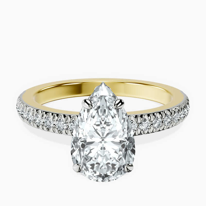 2.81 ct. pear Jia Halo Eternity Ring in 18kt yellow gold rtr top