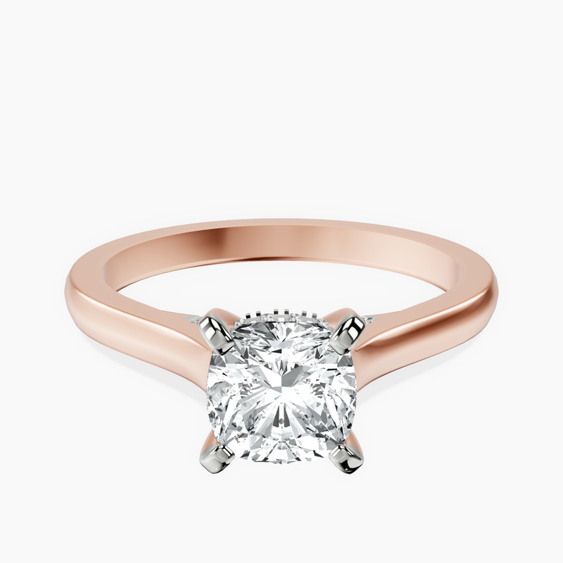 1.49 ct. cushion Elsa Solitaire Ring in 10kt rose gold rtr top