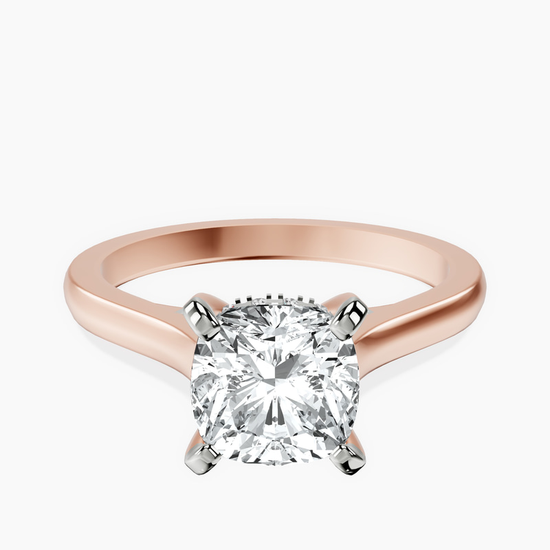 18kt Rose Gold Demi Lovato Hidden Accents Solitaire Lab Diamond Ring front image