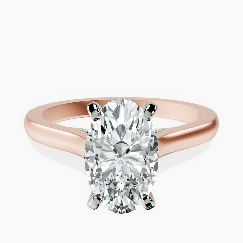 18kt Rose Gold Demi Lovato Hidden Accents Solitaire Lab Diamond Ring front image