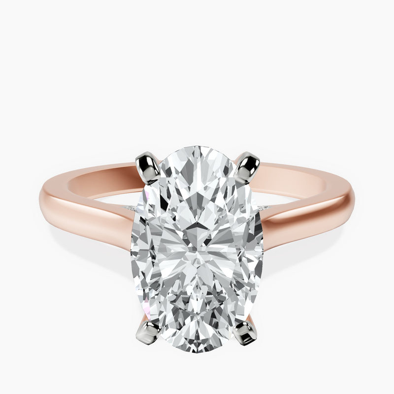 2.99 ct. oval Demi Lovato Engagement Ring in 10kt rose gold rtr top