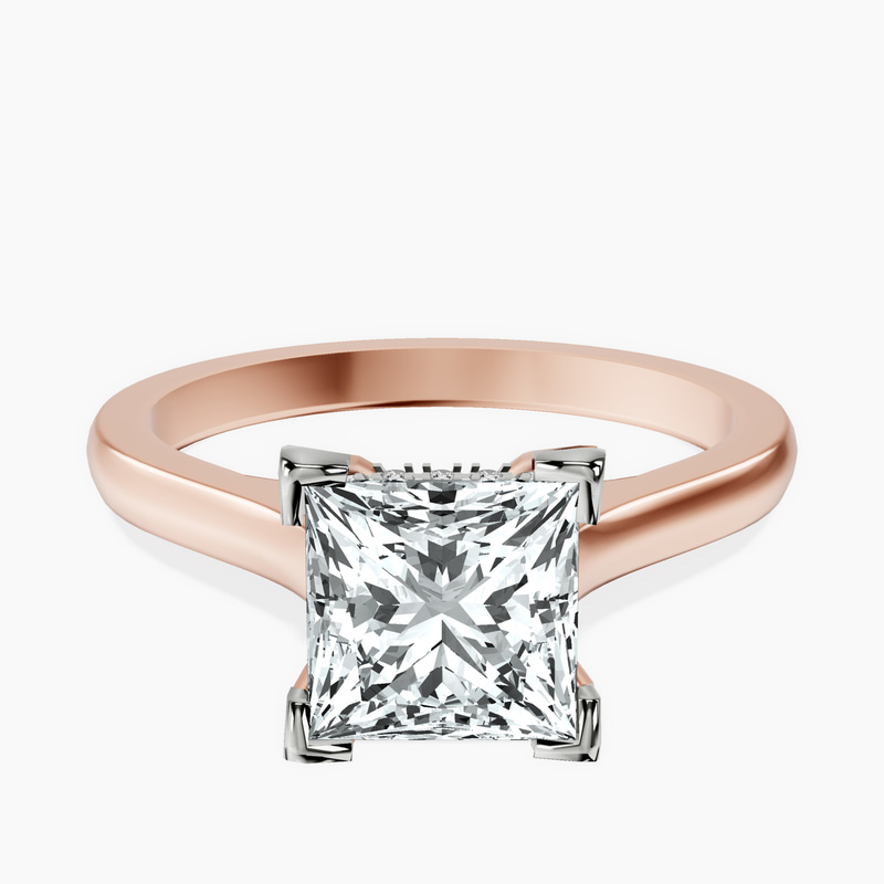 18kt Rose Gold Demi Lovato Hidden Accents Solitaire Lab Diamond Ring front image