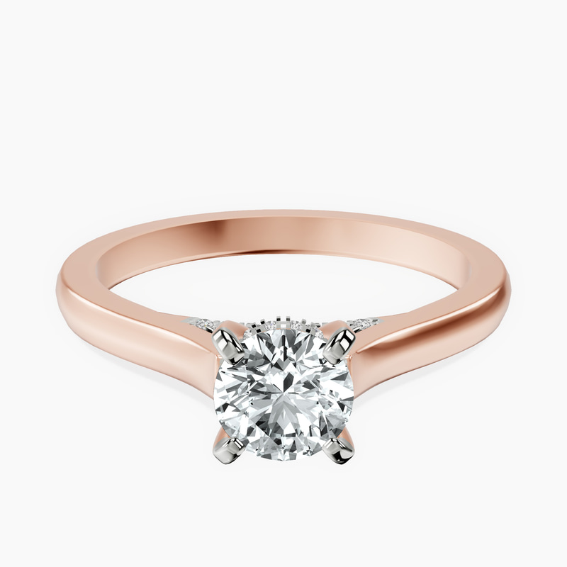 10kt Rose Gold Elsa Hidden Accents Solitaire Lab Diamond Ring front image