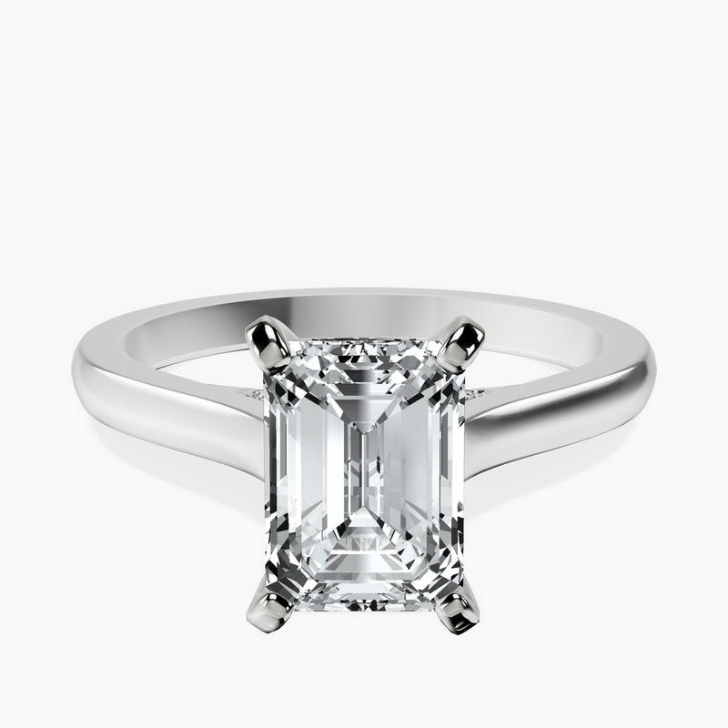 10kt White Gold Demi Lovato Hidden Accents Solitaire Lab Diamond Ring front image