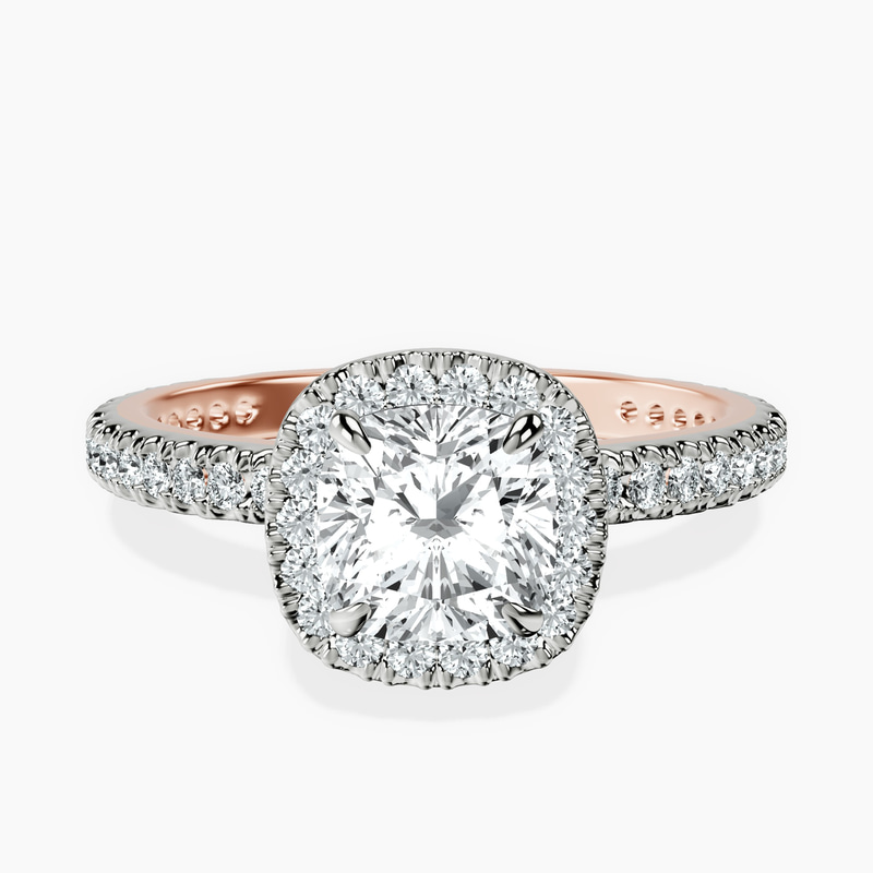 1.49 ct. cushion Victoria Beckham Engagement Ring in 18kt rose gold rtr top