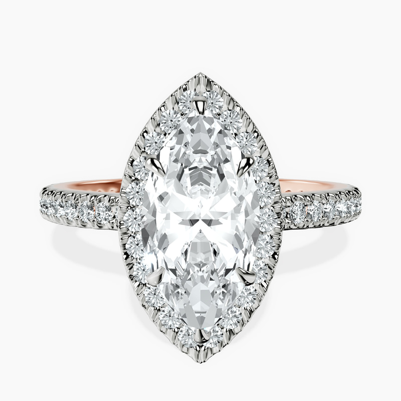 14kt Rose Gold Victoria Beckham Halo Lab Diamond Eternity Ring front image