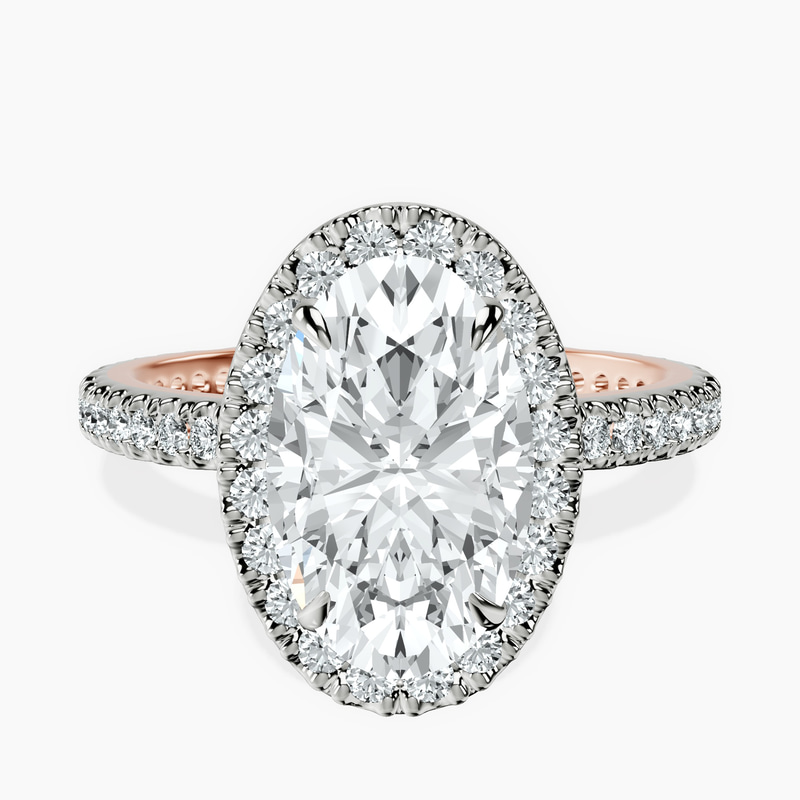 2.99 ct. oval Victoria Beckham Engagement Ring in 18kt rose gold rtr top