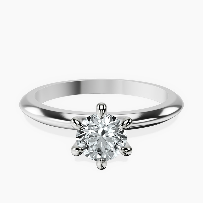 18kt White Gold Alora Six Prong Solitaire Lab Diamond Ring front image