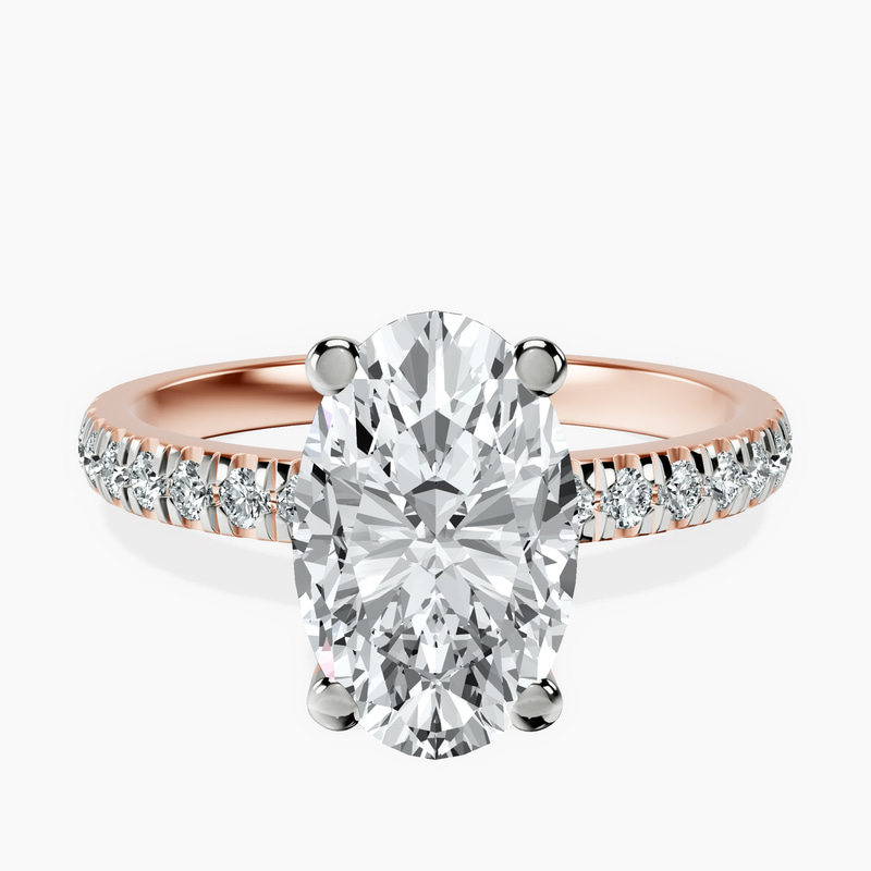 2.06 ct. oval Venetia Half Eternity Ring in 14Ct rose gold rtr top
