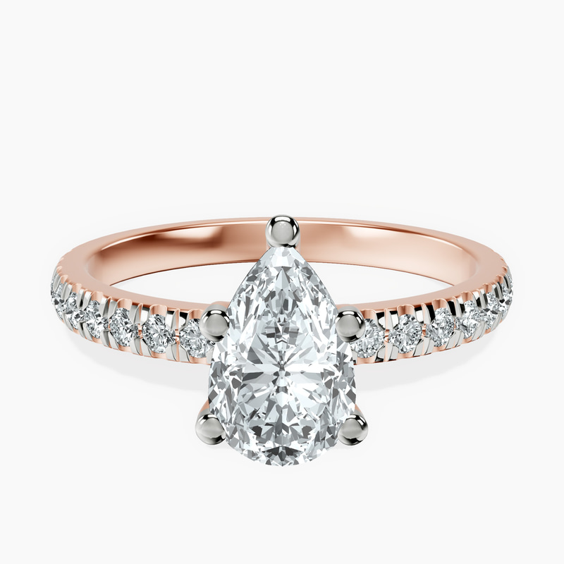 1.38 ct. pear Venetia Half Eternity Ring in 14kt rose gold rtr top