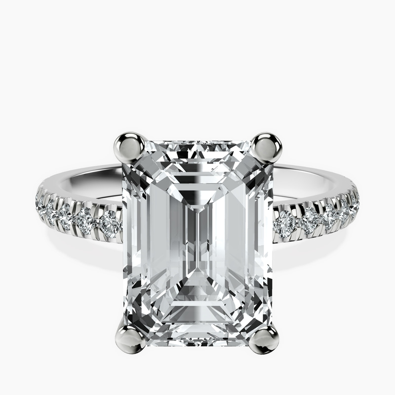 5.45 ct. emerald Venetia Half Eternity Ring in 9Ct white gold rtr top