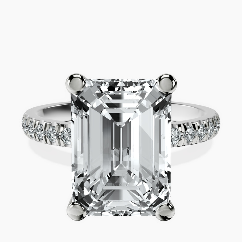 10.57 ct. emerald Venetia Half Eternity Ring in 14Ct white gold rtr top
