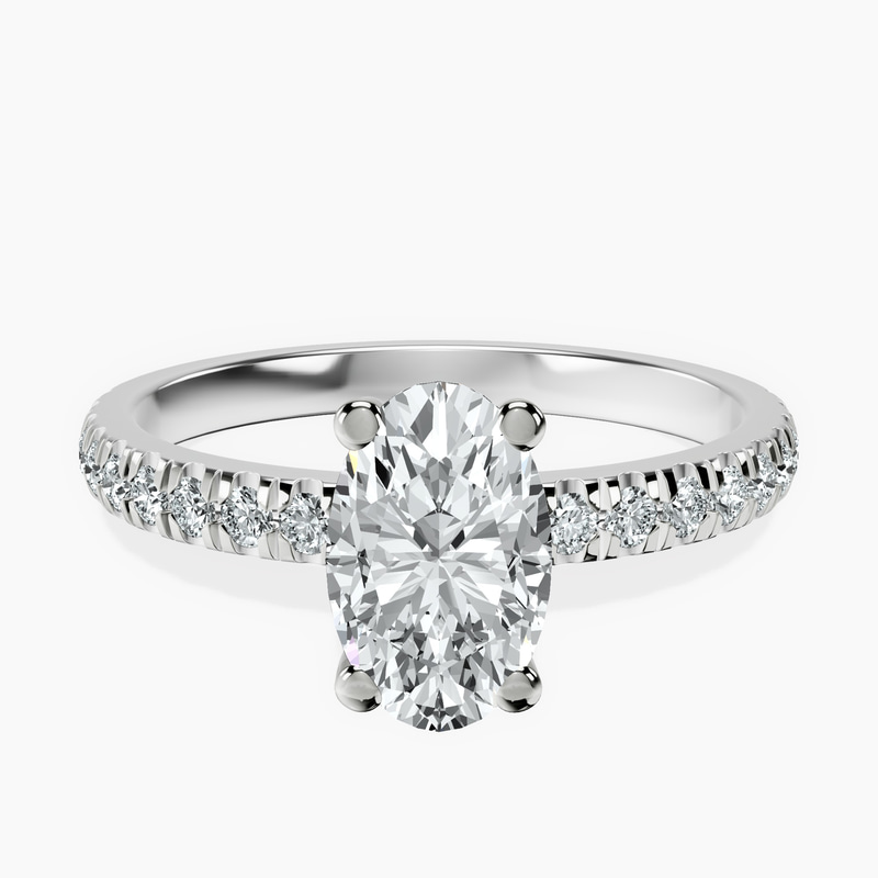 1.52 ct. oval Venetia Half Eternity Ring in platinum rtr top