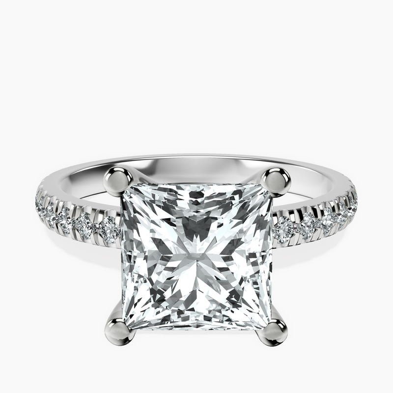 4.94 ct. princess Venetia Half Eternity Ring in 14kt white gold rtr top