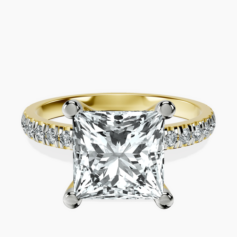 4.94 ct. princess Venetia Half Eternity Ring in 10kt yellow gold rtr top