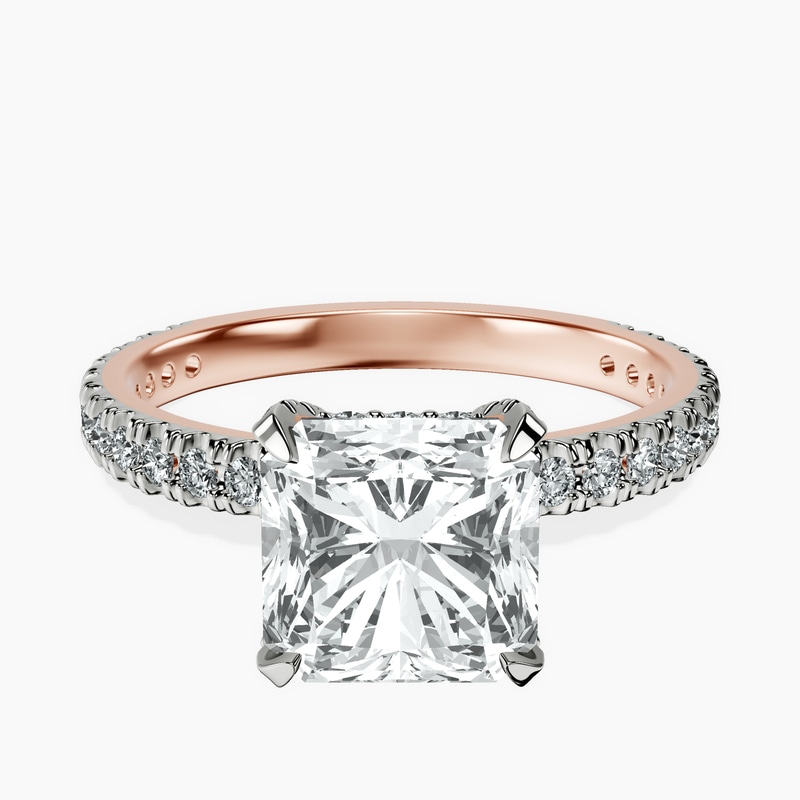 2.65 ct. radiant Kylie Eternity Ring in 10kt rose gold rtr top