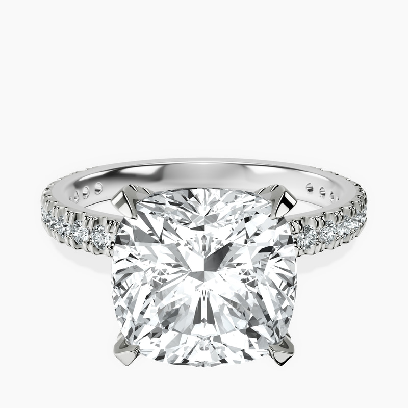 6.52 ct. cushion Kylie Eternity Ring in platinum rtr top