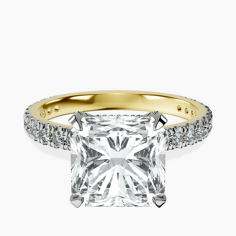 4.96 ct. radiant Kylie Eternity Ring in 10kt yellow gold rtr top