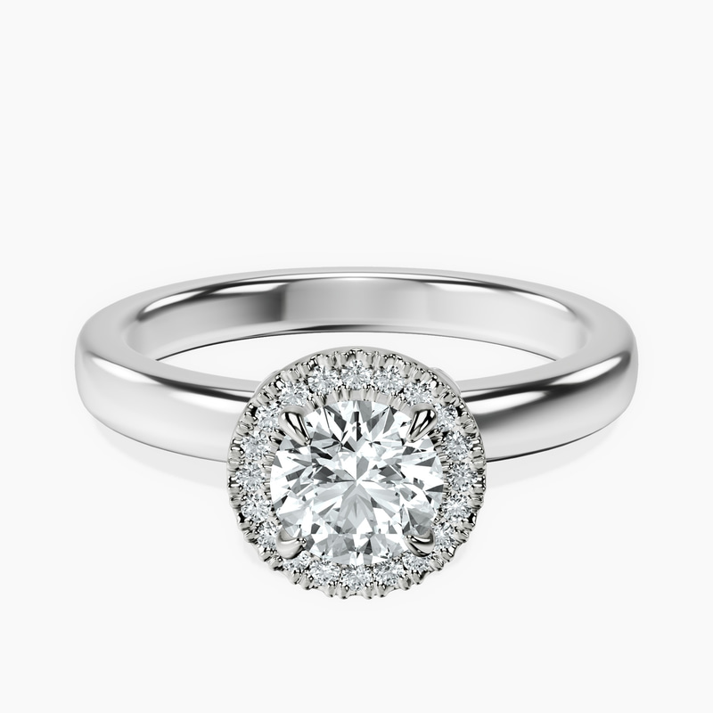 18kt White Gold Anna Hidden Accents Halo Lab Diamond Ring front image