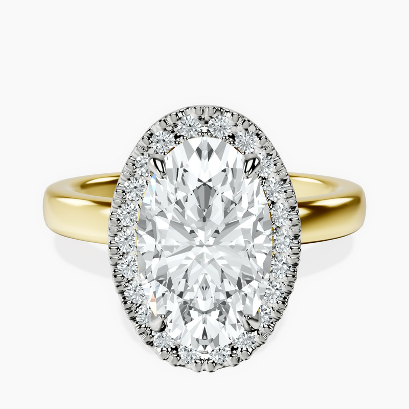 2.06 ct. oval Anna Halo Ring in 14kt yellow gold rtr top