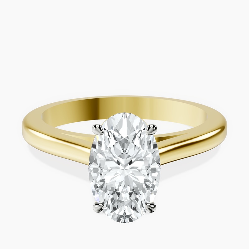 3.08 ct. oval Siran Halo Ring in 18kt yellow gold rtr top