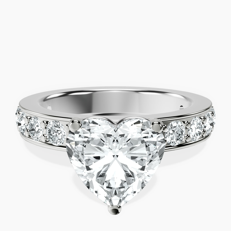2.23 ct. heart Adele Side Stone Ring in 14kt white gold rtr top