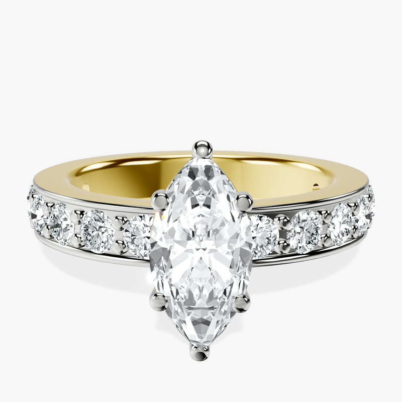 1.39 ct. marquise Adele Side Stone Ring in 14kt yellow gold rtr top