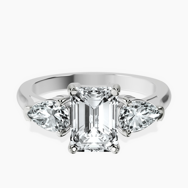 Platinum Della Three stone Side Pear Lab Diamond Ring front image
