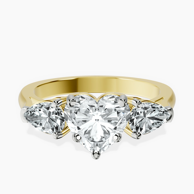 2.23 ct. heart Della Side Pear Ring in 10kt yellow gold rtr top