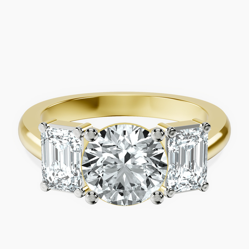 2.82 ct. round Lauren Side Emerald Ring in 14kt yellow gold rtr top