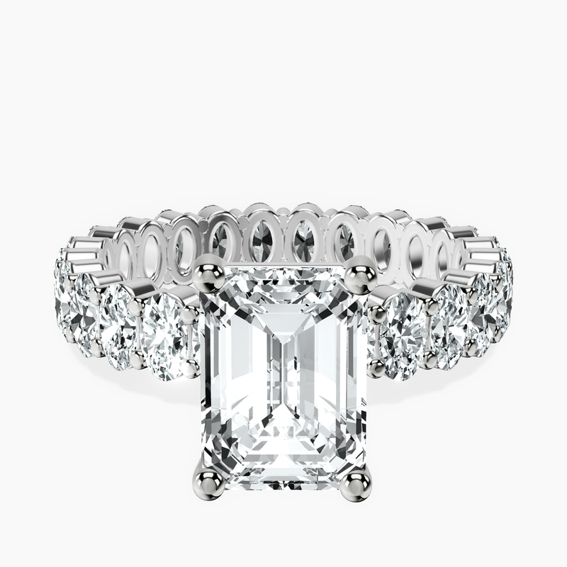 2.91 ct. emerald Celeste Side Oval Ring in platinum rtr top