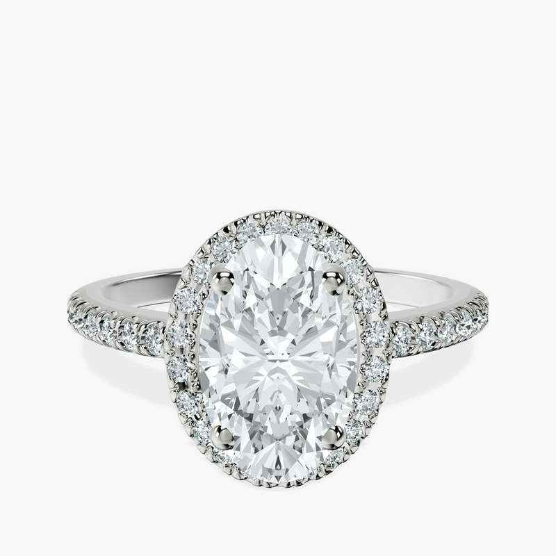 2.06 ct. oval Anastasia Halo Ring in platinum rtr top