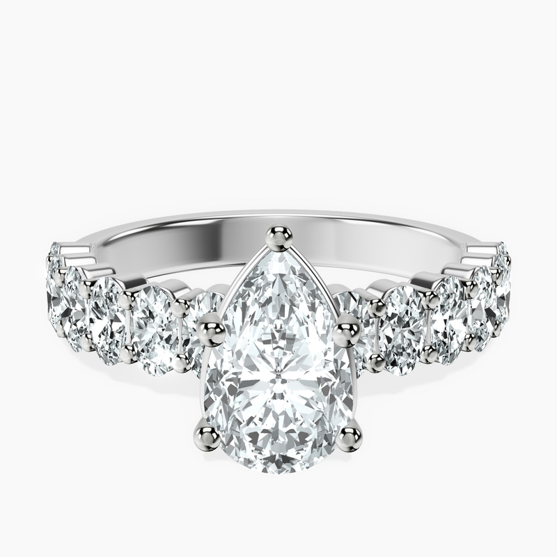 1.45 ct. pear Danica Side Oval Ring in 18kt white gold rtr top