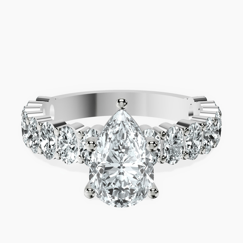 1.35 ct. pear Lillian Side Oval Ring in 18kt white gold rtr top