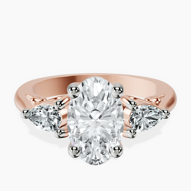 2.06 ct. oval Leona Side Pear Ring in 14kt rose gold rtr top
