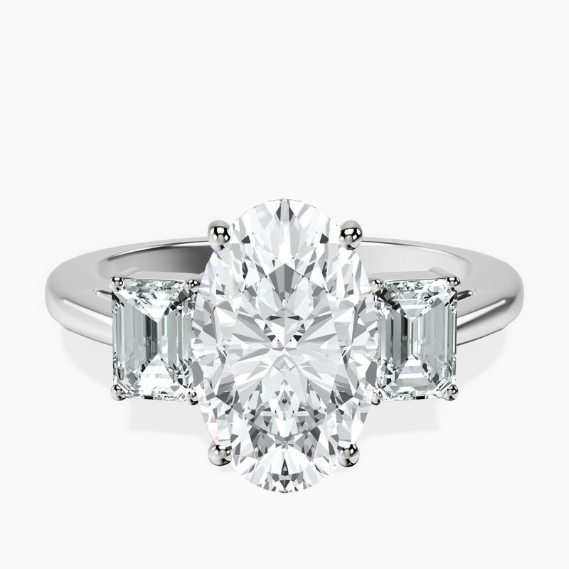 2.06 ct. oval Denise Side Emerald Ring in 18kt white gold rtr top