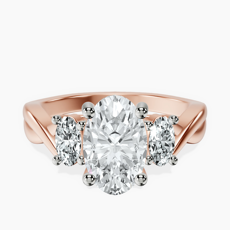 2.99 ct. oval Dionne Side Oval Ring in 14kt rose gold rtr top