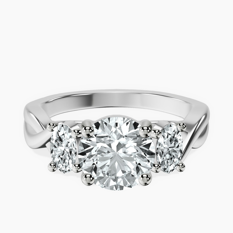 2.82 ct. round Dionne Side Oval Ring in 18kt white gold rtr top