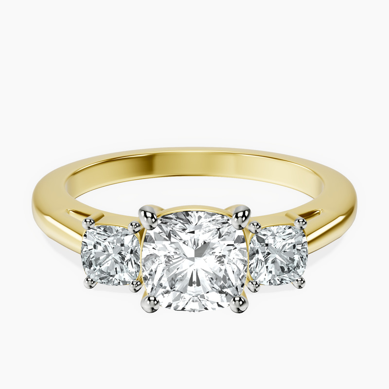 1.49 ct. cushion Emery Side Cushion Ring in 18kt yellow gold rtr top
