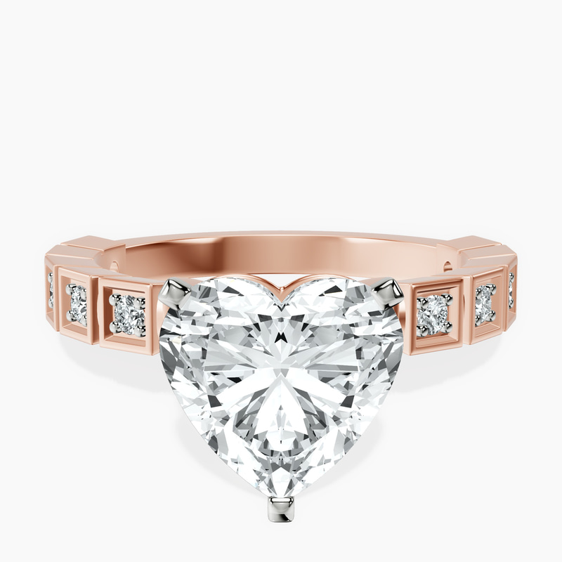 2.71 ct. heart Cheryl Side Stone Ring in 14kt rose gold rtr top